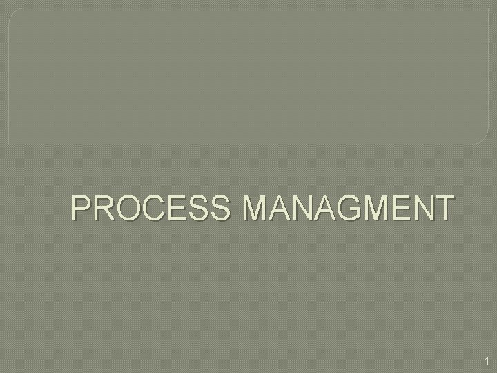 PROCESS MANAGMENT 1 