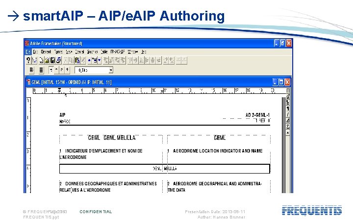  smart. AIP – AIP/e. AIP Authoring © FREQUENTIS Page: 2013 15 FREQUENTIS. ppt