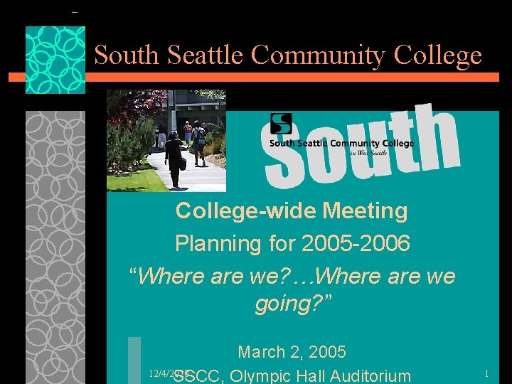 South Seattle Community College-wide Meeting Planning for 2005 -2006 “Where are we? …Where are