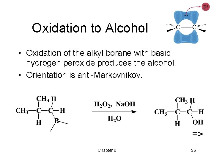 Oxidation to Alcohol • Oxidation of the alkyl borane with basic hydrogen peroxide produces