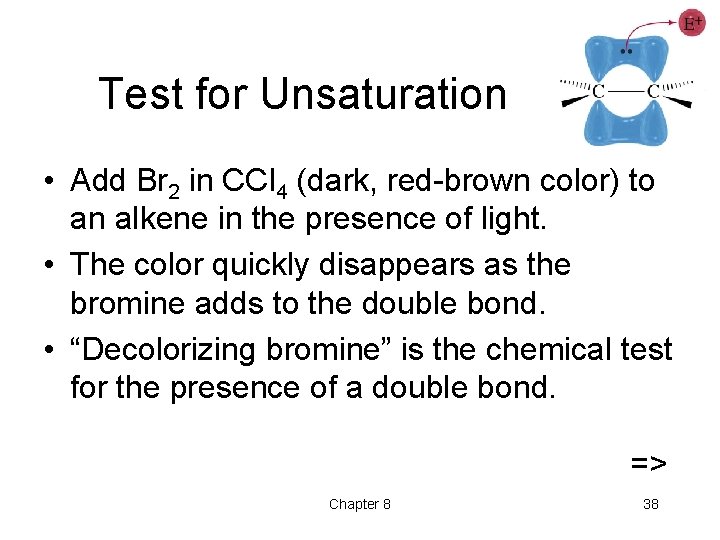 Test for Unsaturation • Add Br 2 in CCl 4 (dark, red-brown color) to