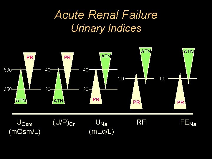 Acute Renal Failure Urinary Indices PR 500 ATN PR 40 ATN 40 1. 0