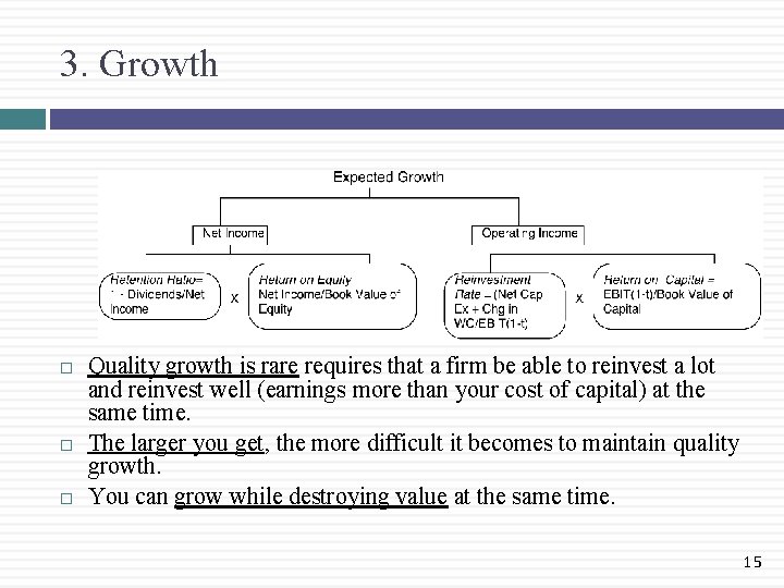 3. Growth Quality growth is rare requires that a firm be able to reinvest