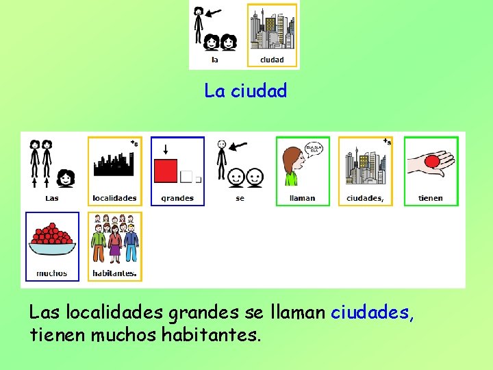 La ciudad Las localidades grandes se llaman ciudades, tienen muchos habitantes. 