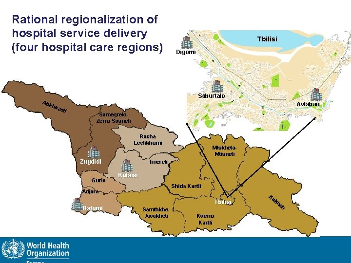 Rational regionalization of hospital service delivery (four hospital care regions) Tbilisi Digomi Saburtalo Abk