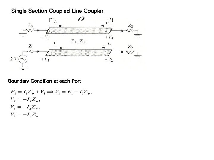 Single Section Coupled Line Coupler Boundary Condition at each Port 