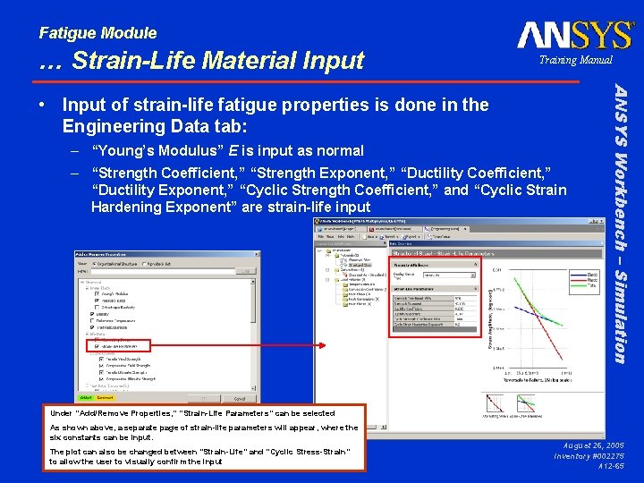 Fatigue Module … Strain-Life Material Input Training Manual – “Young’s Modulus” E is input