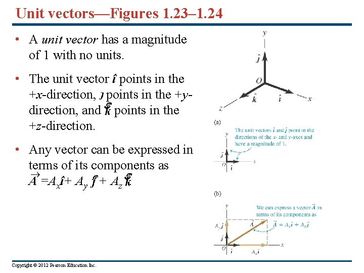 Unit vectors—Figures 1. 23– 1. 24 • A unit vector has a magnitude of Unit vectors—Figures 1. 23– 1. 24 • A unit vector has a magnitude of
