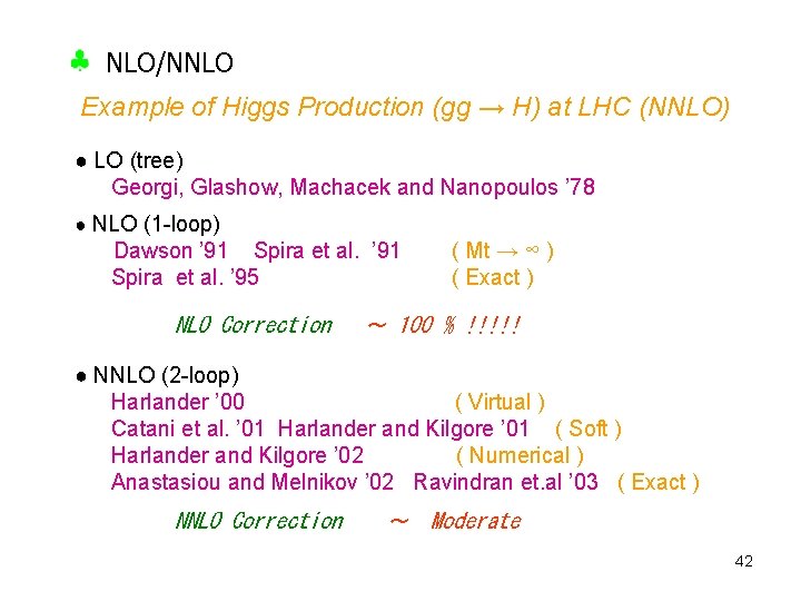NLO/NNLO Example of Higgs Production (gg → H) at LHC (NNLO) ● LO (tree)