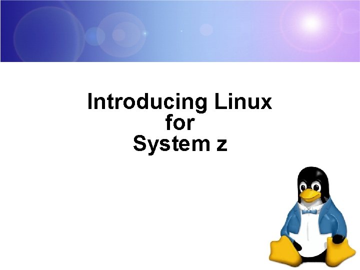 Introducing Linux for System z 