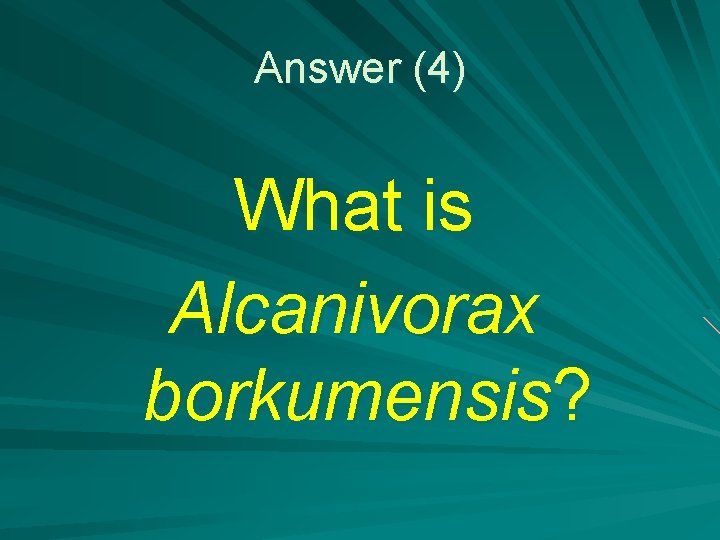 Answer (4) What is Alcanivorax borkumensis? 
