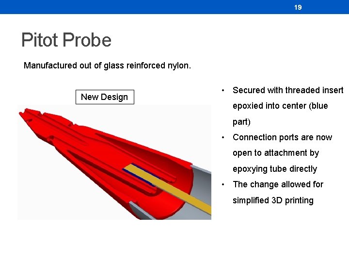 19 Pitot Probe Manufactured out of glass reinforced nylon. New Design • Secured with