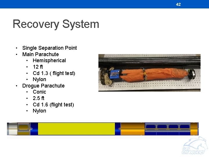 42 Recovery System • Single Separation Point • Main Parachute • Hemispherical • 12