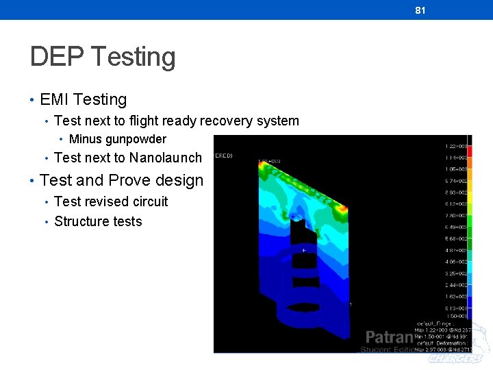 81 DEP Testing • EMI Testing • Test next to flight ready recovery system