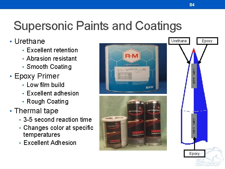 84 Supersonic Paints and Coatings • Urethane • Excellent retention • Abrasion resistant •