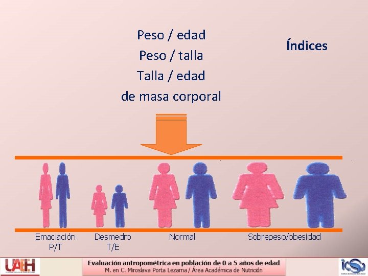 Peso / edad Peso / talla Talla / edad de masa corporal Emaciación P/T