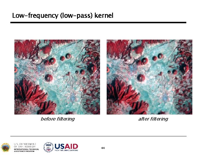 Low-frequency (low-pass) kernel before filtering after filtering 44 