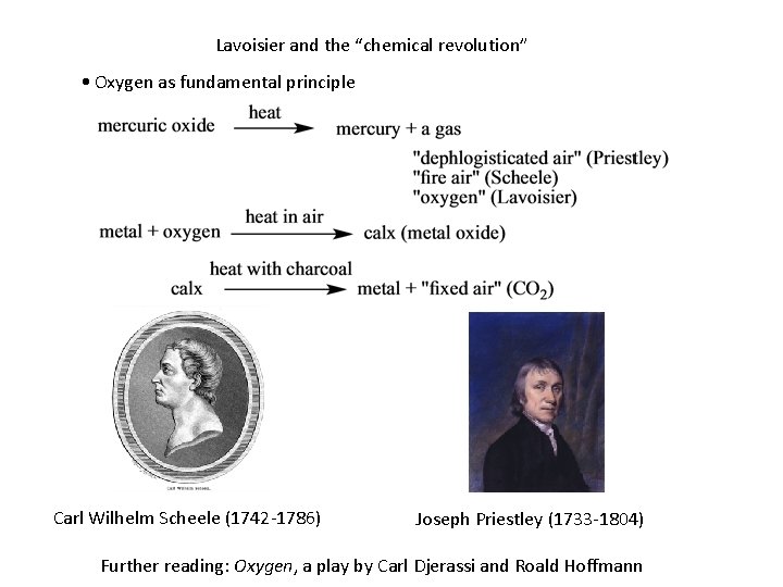 Lavoisier and the “chemical revolution” • Oxygen as fundamental principle Carl Wilhelm Scheele (1742