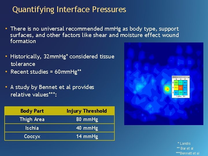 Quantifying Interface Pressures • There is no universal recommended mm. Hg as body type,
