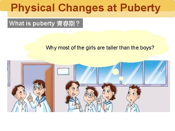 Physical Changes at Puberty What is puberty 青春期？ Why most of the girls are