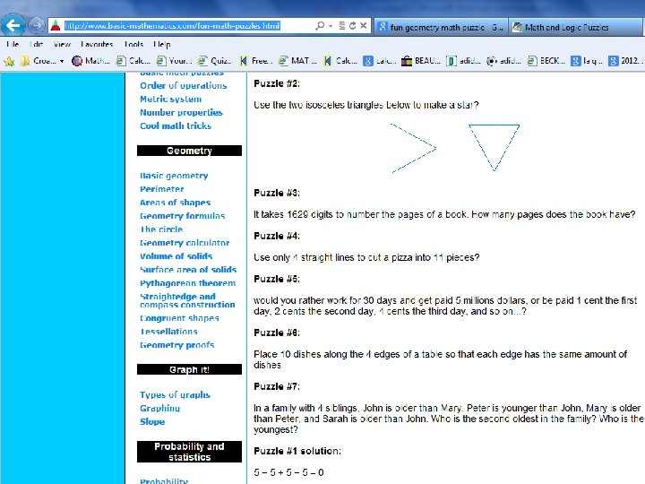 http: //www. basic-mathematics. com/funmath-puzzles. html 