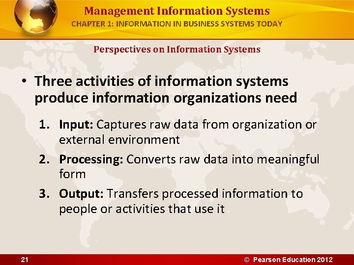 Management Information Systems CHAPTER 1: INFORMATION IN BUSINESS SYSTEMS TODAY Perspectives on Information Systems