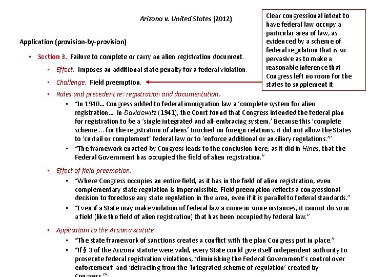 Arizona v. United States (2012) Application (provision-by-provision) • Section 3. Failure to complete or Arizona v. United States (2012) Application (provision-by-provision) • Section 3. Failure to complete or