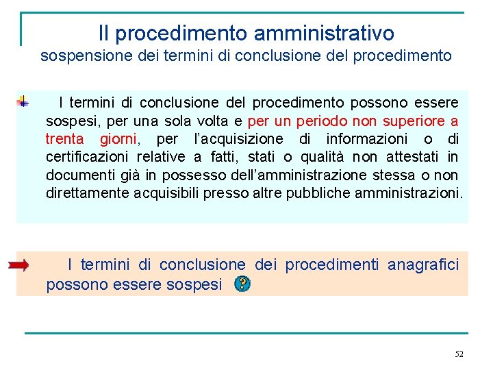 Il procedimento amministrativo sospensione dei termini di conclusione del procedimento I termini di conclusione
