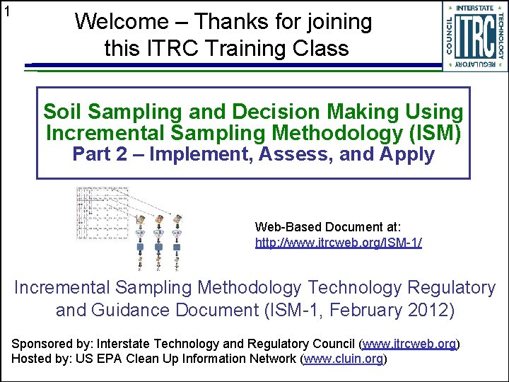 1 Welcome – Thanks for joining this ITRC Training Class Soil Sampling and Decision