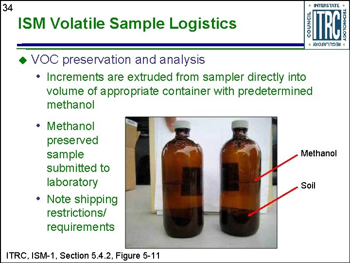 34 ISM Volatile Sample Logistics u VOC preservation and analysis • Increments are extruded