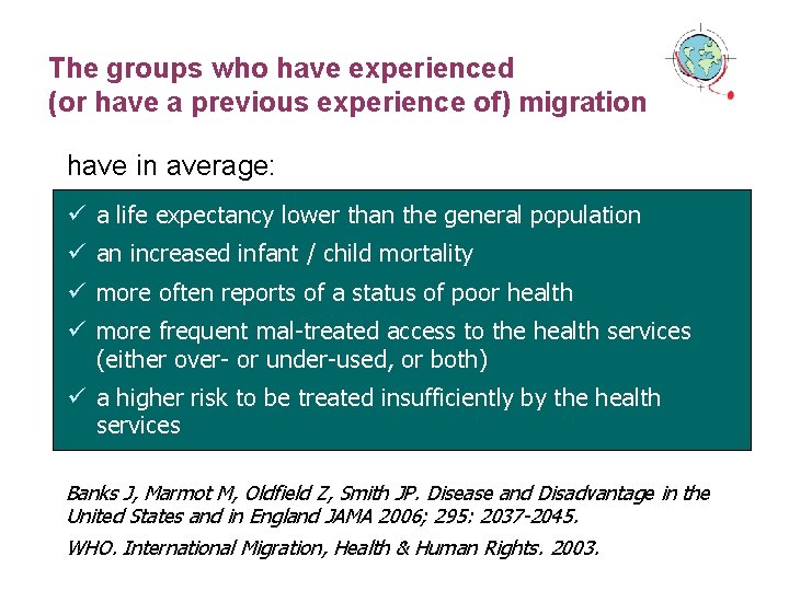 The groups who have experienced (or have a previous experience of) migration have in