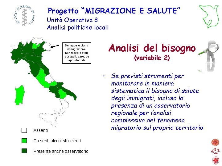 Progetto “MIGRAZIONE E SALUTE” Unità Operativa 3 Analisi politiche locali Se legge e piano