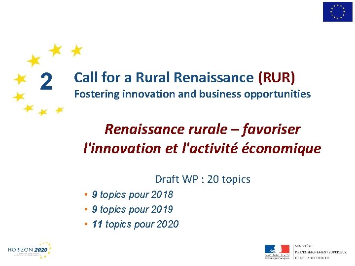 1 2 Call for a Rural Renaissance (RUR) Fostering innovation and business opportunities Renaissance