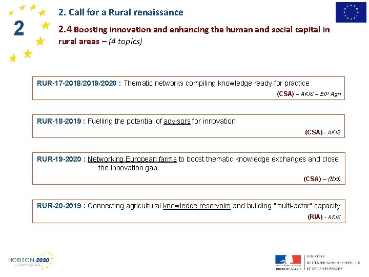 21 2. Call for a Rural renaissance 2. 4 Boosting innovation and enhancing the