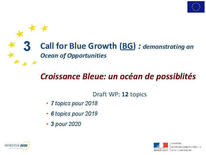 1 3 Call for Blue Growth (BG) : demonstrating an Ocean of Opportunities Croissance