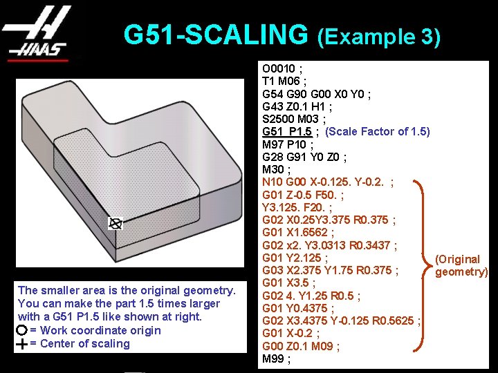 G 51 -SCALING (Example 3) The smaller area is the original geometry. You can