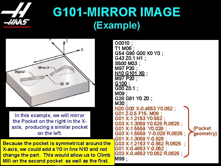 G 101 -MIRROR IMAGE (Example) O 0010 ; T 1 M 06 ; G