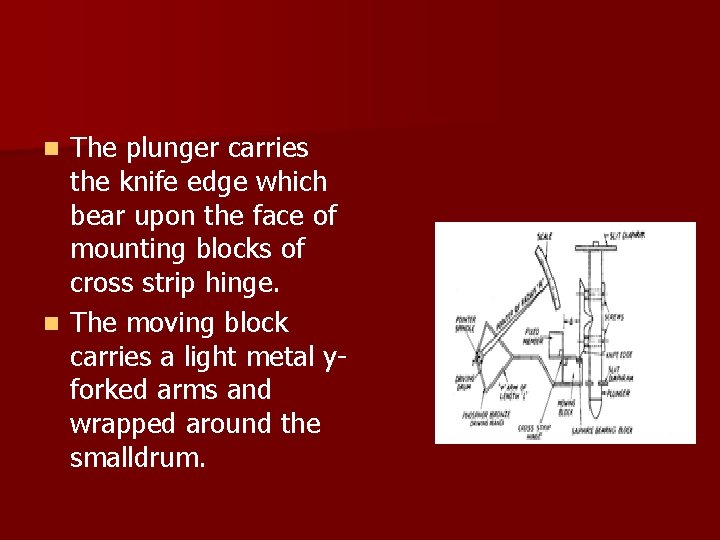 The plunger carries the knife edge which bear upon the face of mounting blocks