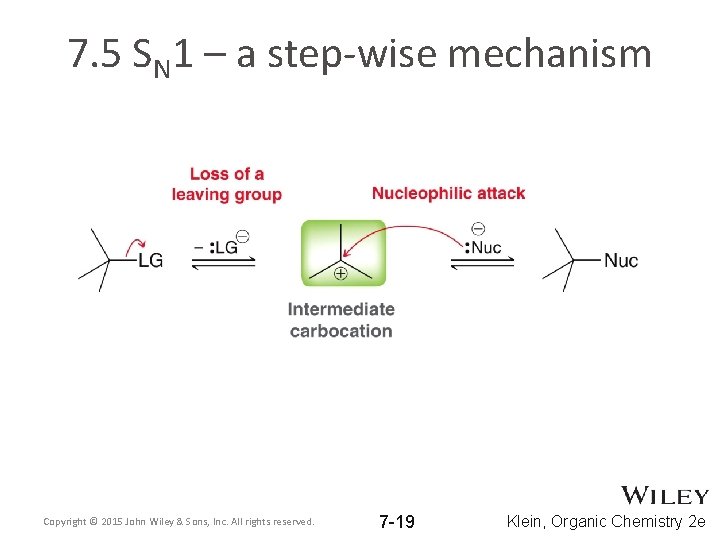 7. 5 SN 1 – a step-wise mechanism Copyright © 2015 John Wiley & 7. 5 SN 1 – a step-wise mechanism Copyright © 2015 John Wiley &