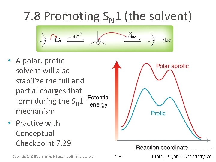 7. 8 Promoting SN 1 (the solvent) • A polar, protic solvent will also 7. 8 Promoting SN 1 (the solvent) • A polar, protic solvent will also