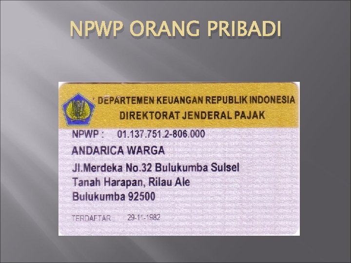 NPWP ORANG PRIBADI 