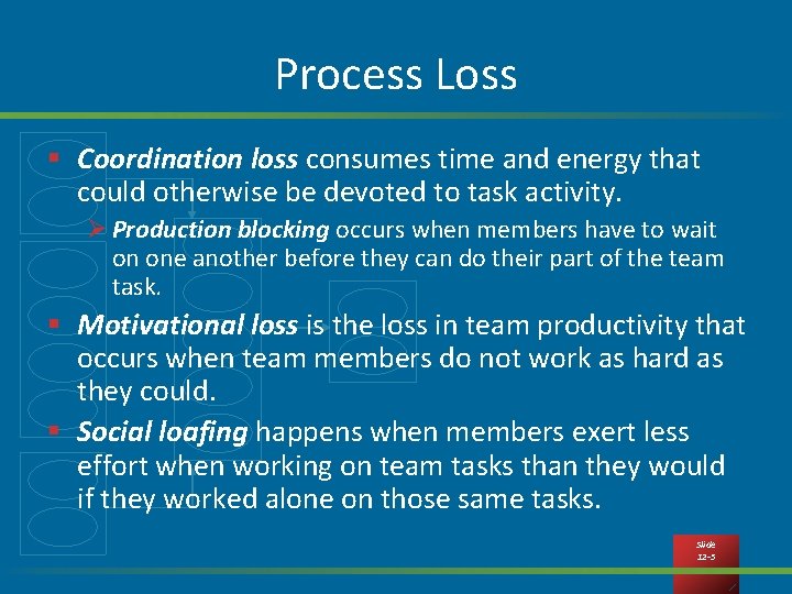 Process Loss § Coordination loss consumes time and energy that could otherwise be devoted