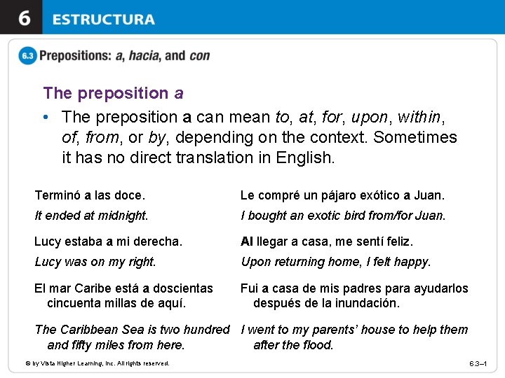 The preposition a • The preposition a can mean to, at, for, upon, within,