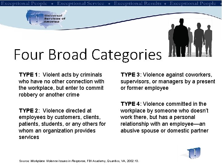 Four Broad Categories TYPE 1: Violent acts by criminals who have no other connection