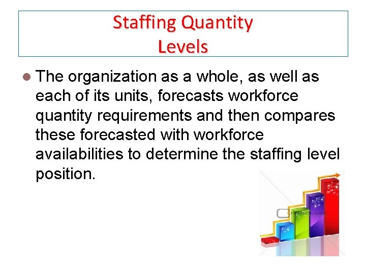 Staffing Quantity Levels l The organization as a whole, as well as each of