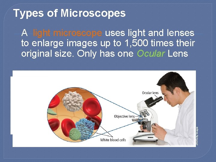 Types of Microscopes JGI/Getty Images A light microscope uses light and lenses to enlarge