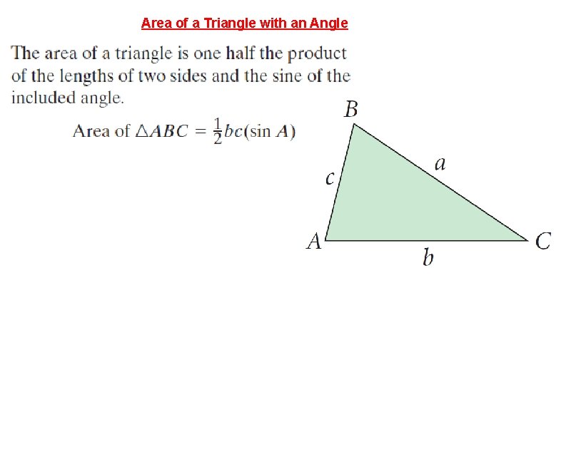 Area of a Triangle with an Angle 