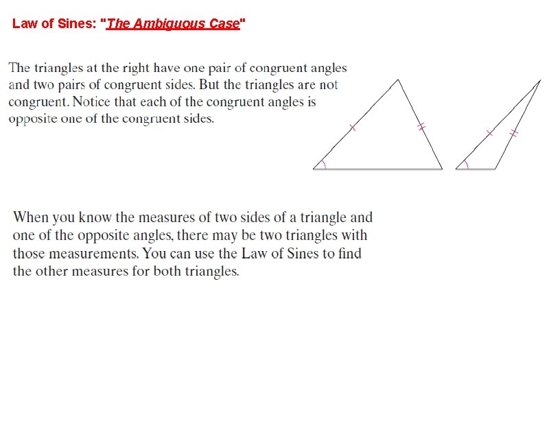 Law of Sines: "The Ambiguous Case" 