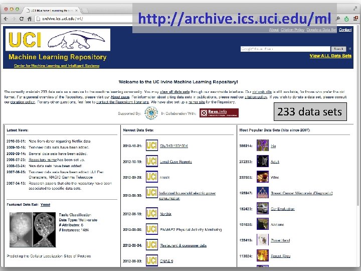 http: //archive. ics. uci. edu/ml 233 data sets 