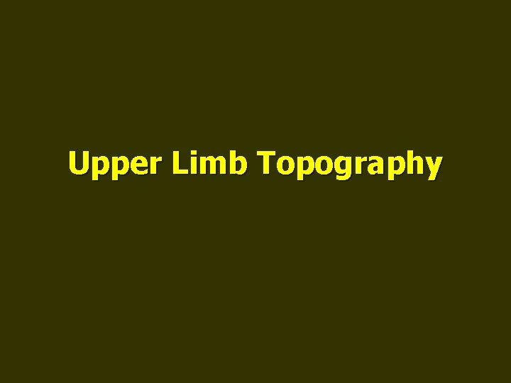 Upper Limb Topography 